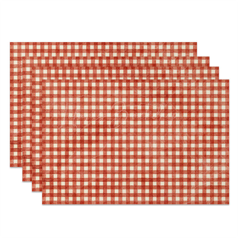 Lofaris Retro Red White Plaid Dining Set of 4 Placemats
