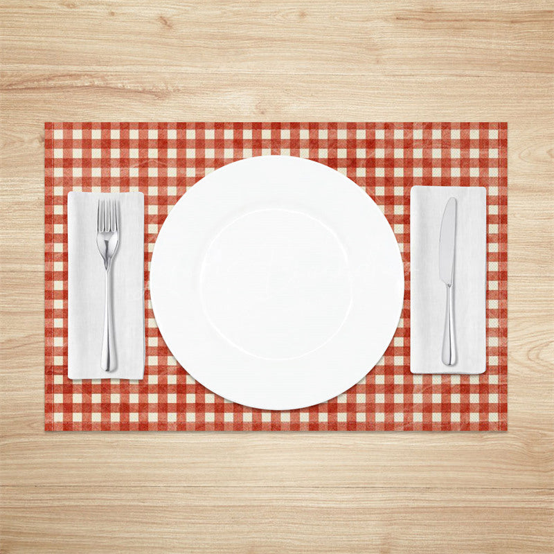 Lofaris Retro Red White Plaid Dining Set of 4 Placemats