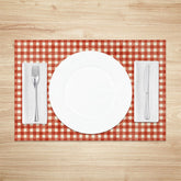 Lofaris Retro Red White Plaid Dining Set of 4 Placemats