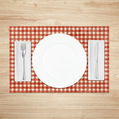 Lofaris Retro Red White Plaid Dining Set of 4 Placemats