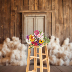 Lofaris Retro Rustic Barn Door Kapok Pile Photo Backdrop