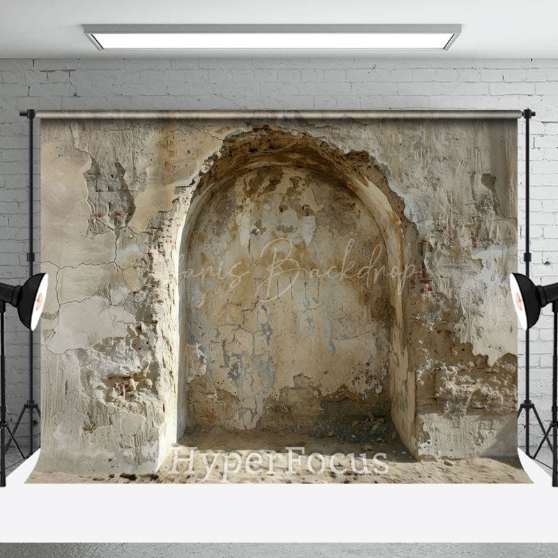 Lofaris Retro Shabby Beige Arch Architecture Photo Backdrop