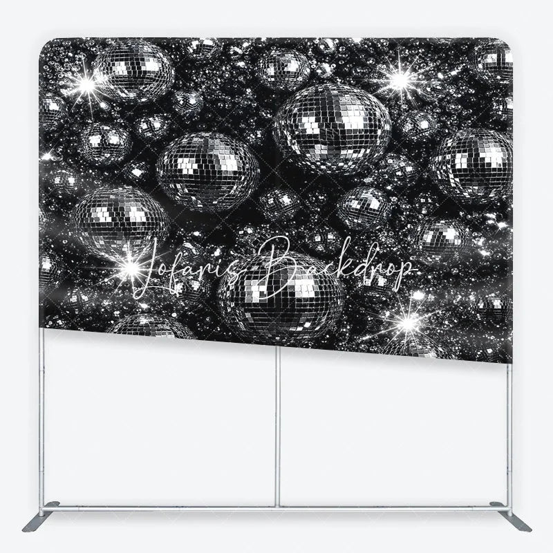 Lofaris Retro Silver Disco Ball Square Double-Sided Backdrop Sparkling Dance Party and Music Celebration Decor
