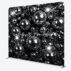 Lofaris Retro Silver Disco Ball Square Double-Sided Backdrop Sparkling Dance Party and Music Celebration Decor