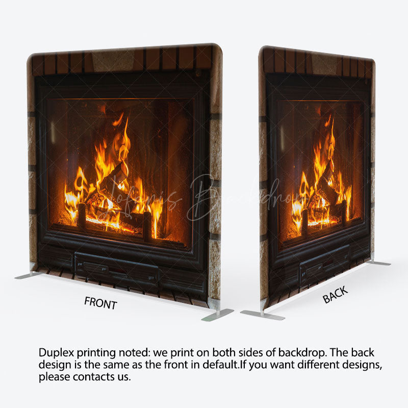 Lofaris Retro Stone Fireplace Pillow Cover Xmas Backdrop