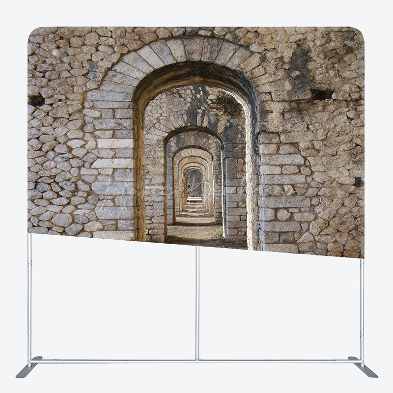 Lofaris Retro Stones Arch Corridor Photo Pillow Case Backdrop