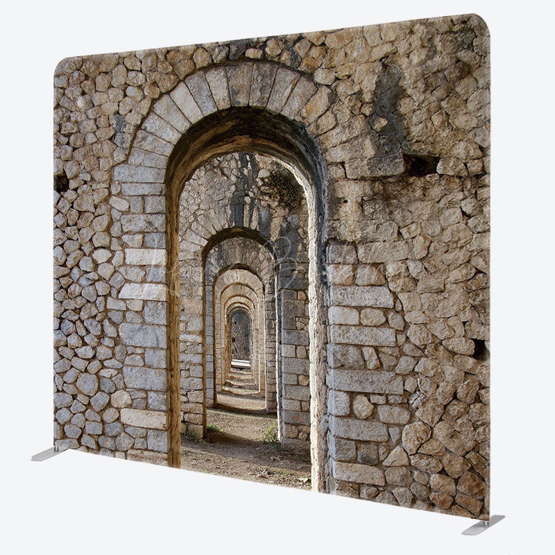 Lofaris Retro Stones Arch Corridor Photo Pillow Case Backdrop