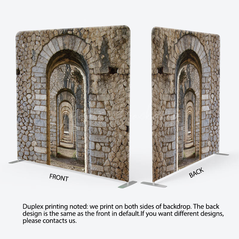 Lofaris Retro Stones Arch Corridor Photo Pillow Case Backdrop