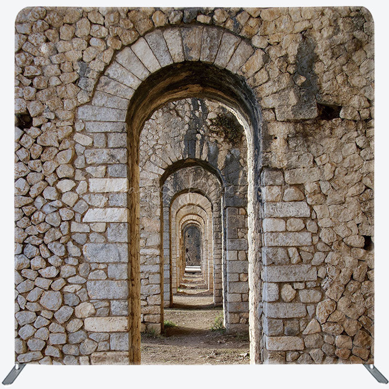 Lofaris Retro Stones Arch Corridor Photo Pillow Case Backdrop