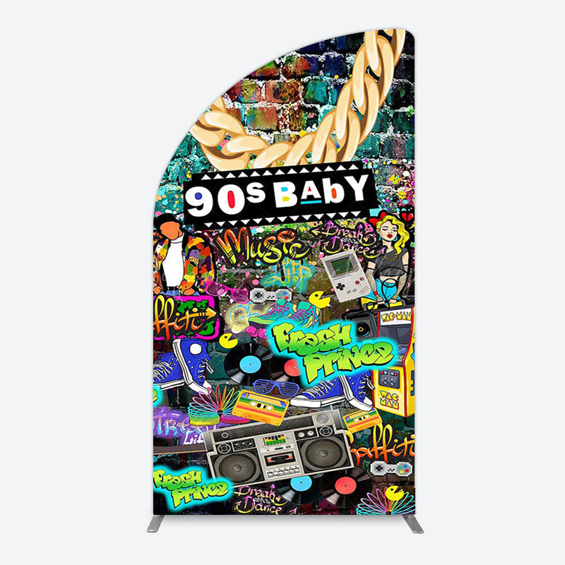 Lofaris Retro Street Graffiti Hip Hop 90s Baby Arch Backdrop