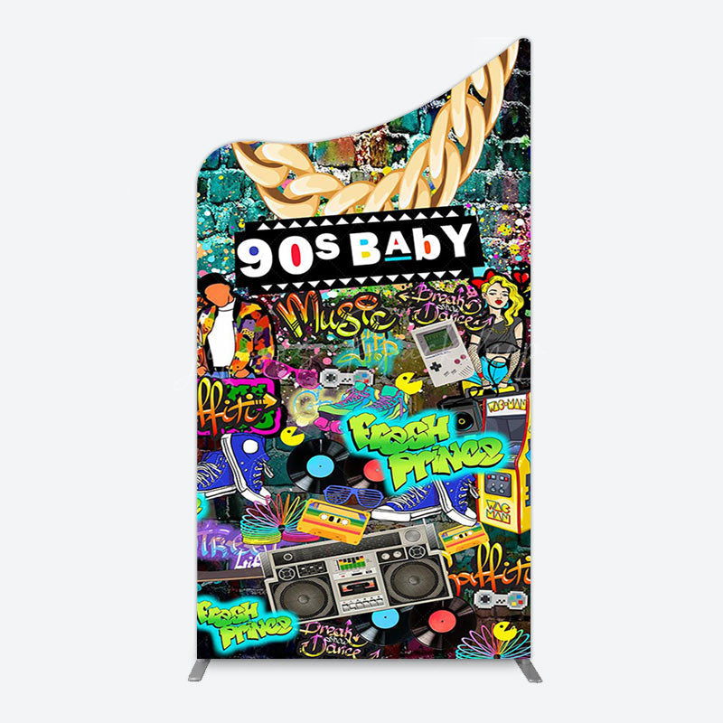 Lofaris Retro Street Graffiti Hip Hop 90s Baby Arch Backdrop
