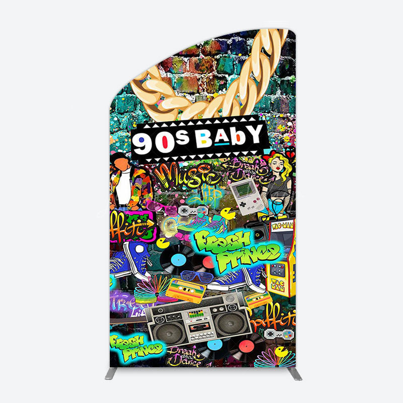 Lofaris Retro Street Graffiti Hip Hop 90s Baby Arch Backdrop