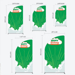 Lofaris Retro Sunburst Happy Birthday Half Moon Arch Backdrop Green and White Cloud Party Cover