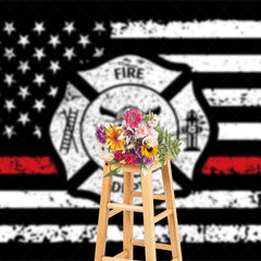 Lofaris Retro Usa Flag Fire Department Backdrop For Party