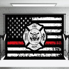 Lofaris Retro Usa Flag Fire Department Backdrop For Party