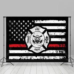 Lofaris Retro Usa Flag Fire Department Backdrop For Party