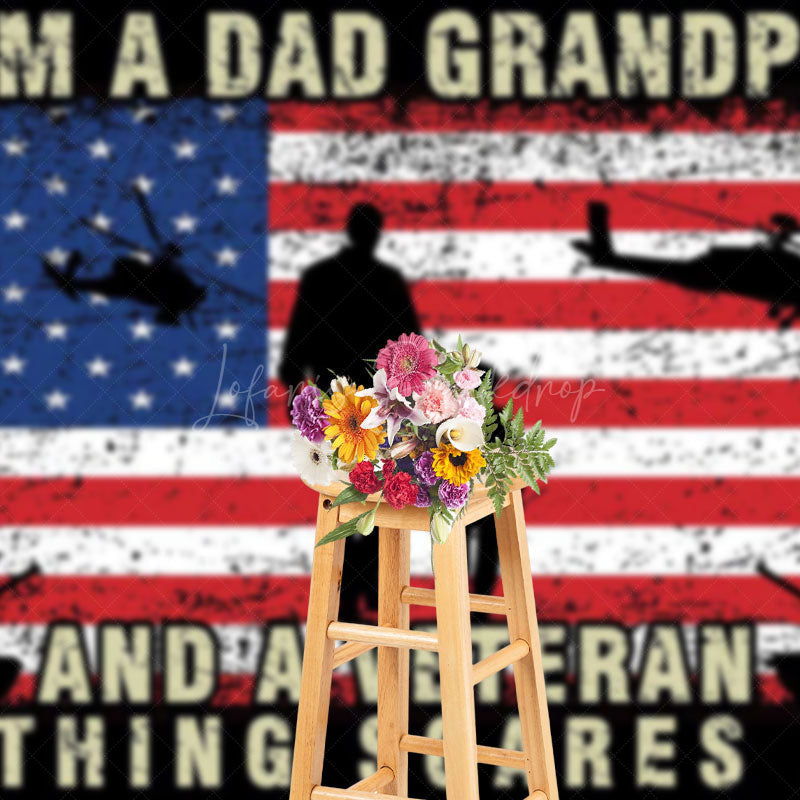 Lofaris Retro Usa Flag Helicopter Dad Grandpa Veteran Backdrop