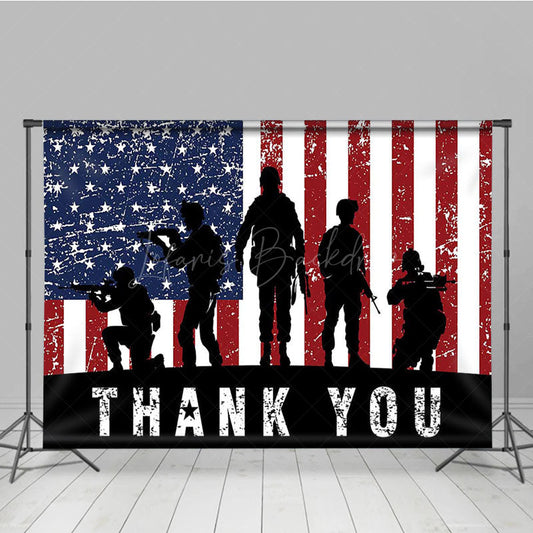 Lofaris Retro Usa Flag Special Forces Thank You Backdrop