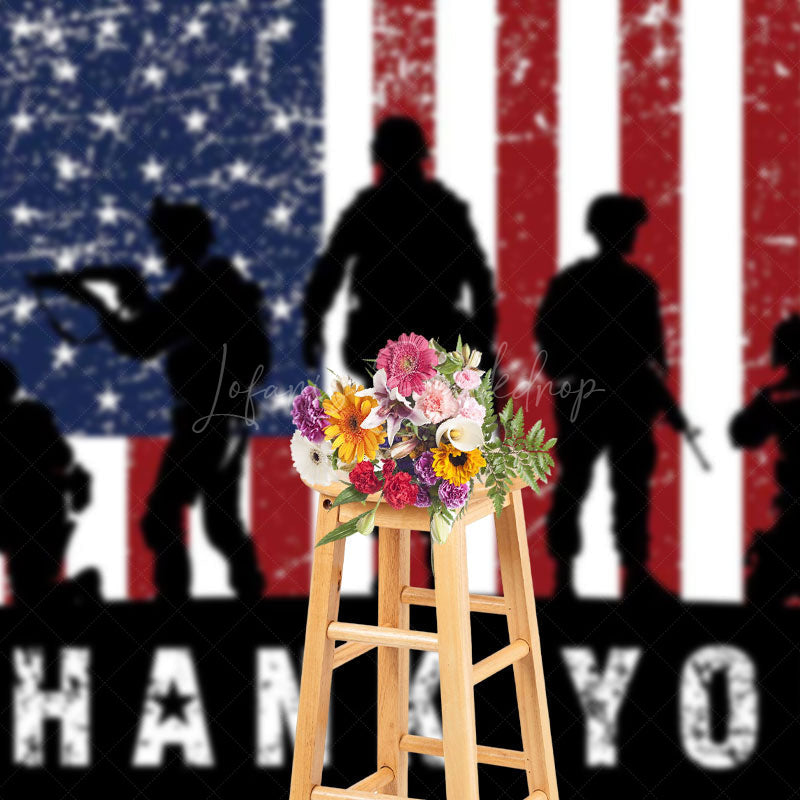 Lofaris Retro Usa Flag Special Forces Thank You Backdrop