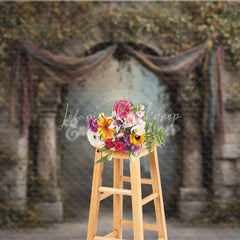 Lofaris Retro Wall Backdrop Stone Archway with Vines and Drapes Vintage Castle Photography Background Prop