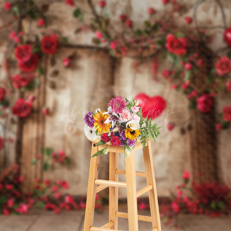 Lofaris Retro Wall Book Rose Vine Valentines Day Backdrop