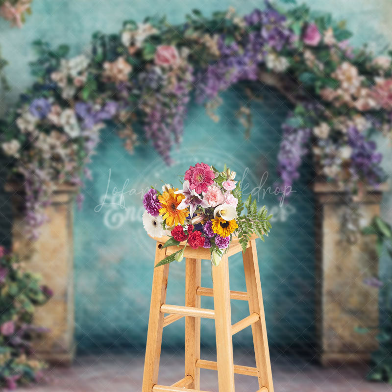 Lofaris Retro Wall Floral Arch Spring Photography Backdrop