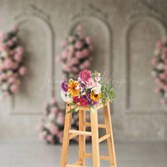 Lofaris Retro Wall Floral Sweet Pink Elegant Wedding Backdrop