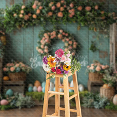Lofaris Retro Wall Garland Color Eggs Easter Photo Backdrop