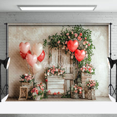 Lofaris Retro Wall Greenery Floral Valentines Day Backdrop