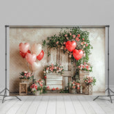 Lofaris Retro Wall Greenery Floral Valentines Day Backdrop