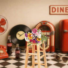 Lofaris Retro Wall Record Vinyl Photo Cake Smash Backdrop