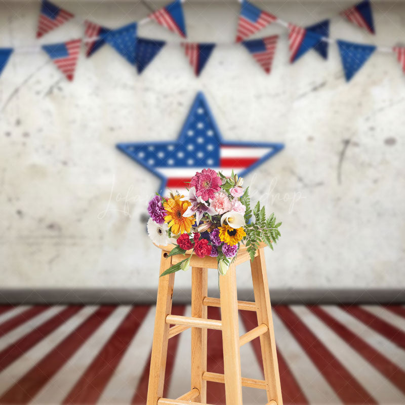 Lofaris Retro Wall Usa Flag Stars Independence Day Backdrop