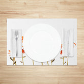 Lofaris Retro White Orange Faded Floral Set Of 4 Placemats