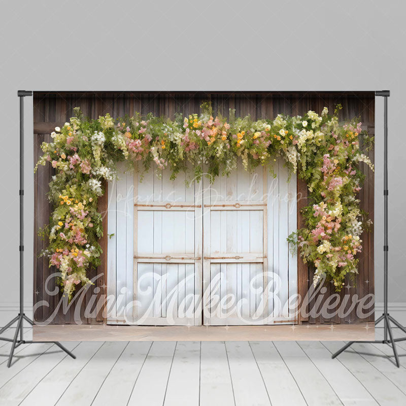 Lofaris Retro White Wooden Door Greenery Room Set Backdrop