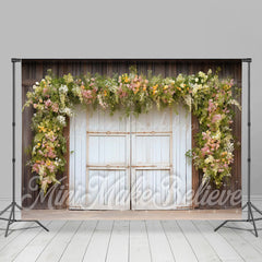 Lofaris Retro White Wooden Door Greenery Room Set Backdrop