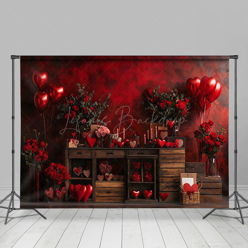 Lofaris Retro Wood Cabinet Valentines Vibe Room Set Backdrop