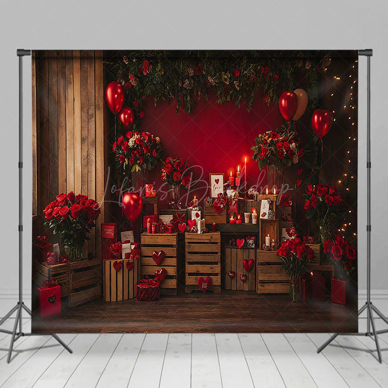 Lofaris Retro Wood Cabinet Valentines Vibe Room Set Backdrop
