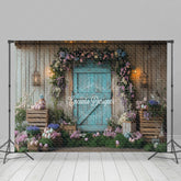 Lofaris Retro Wood Wall Eggs Floral Easter Spring Backdrop