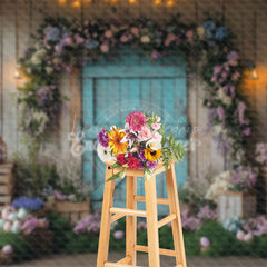 Lofaris Retro Wood Wall Eggs Floral Easter Spring Backdrop