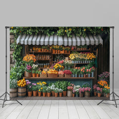 Lofaris Retro Wooden Brown Floral Shop Room Set Backdrop
