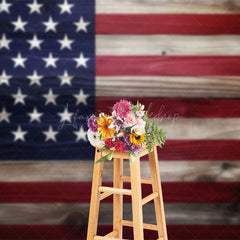 Lofaris Retro Wooden Usa Flag Independence Day Photo Backdrop