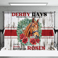 Lofaris Retro Wooden Wall Horse Rose Kentucky Derby Backdrop