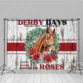 Lofaris Retro Wooden Wall Horse Rose Kentucky Derby Backdrop