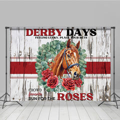 Lofaris Retro Wooden Wall Horse Rose Kentucky Derby Backdrop