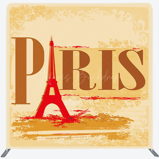 Lofaris Retro Yellow Eiffel Tower Paris Pillow Case Backdrop