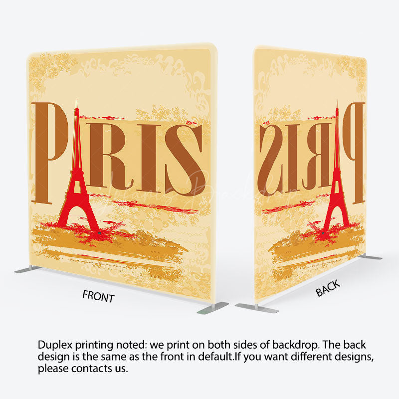 Lofaris Retro Yellow Eiffel Tower Paris Pillow Case Backdrop