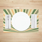 Lofaris Retro Yellow Green Sunburst Rays Set Of 4 Placemats