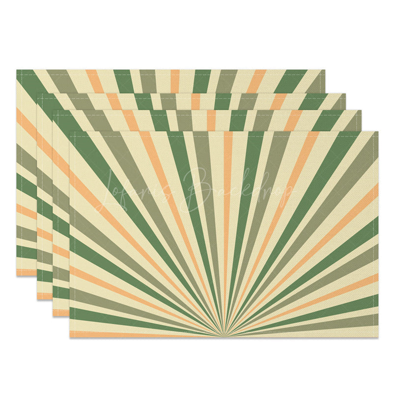 Lofaris Retro Yellow Green Sunburst Rays Set Of 4 Placemats