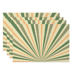 Lofaris Retro Yellow Green Sunburst Rays Set Of 4 Placemats