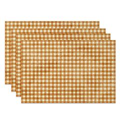 Lofaris Retro Yellow White Plaid Dining Set of 4 Placemats